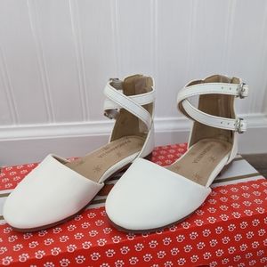 Toddler Girl 7 Dress Shoe Flats White Strappy Wedding Flower Girl Easter